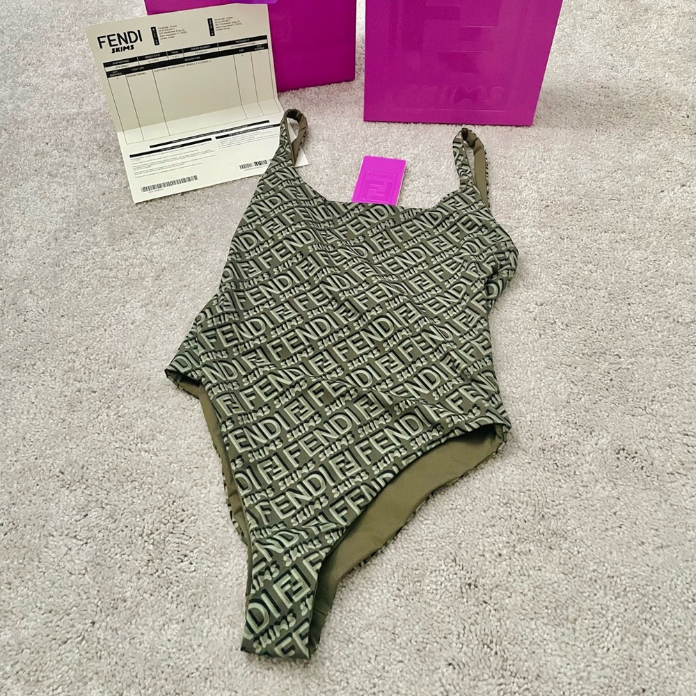 Fendi x Skims swimsuit, “Illinois” green in color, brand new with tags.